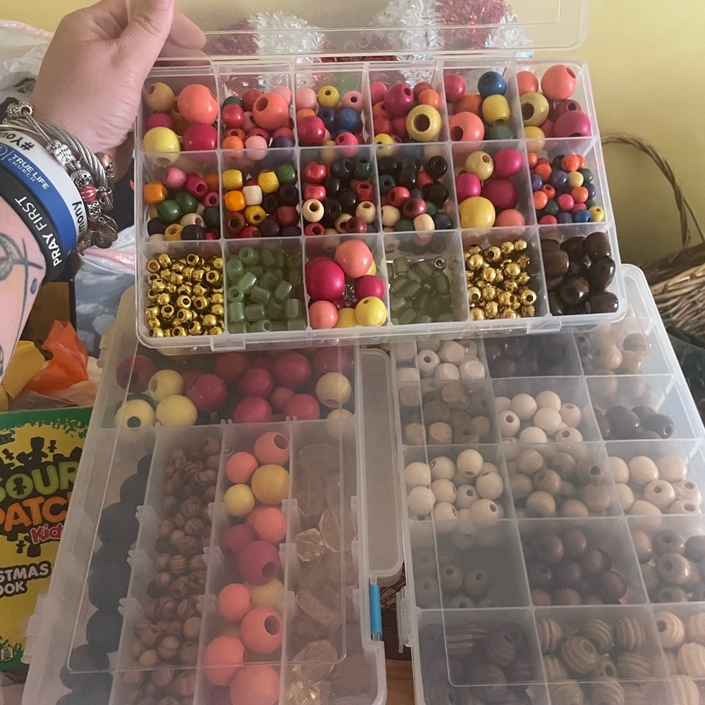 Colorful Bead Collection in Organizer Box